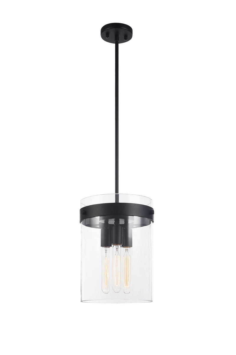 Matteo Lighting C78403BK Three Light Pendant, Black