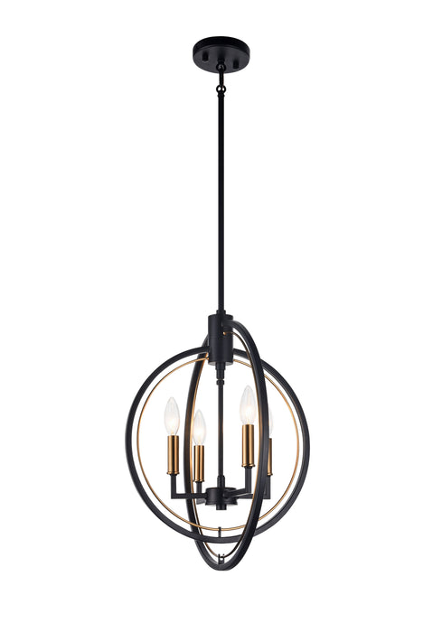 Matteo Lighting C78604BK Four Light Pendant, Black