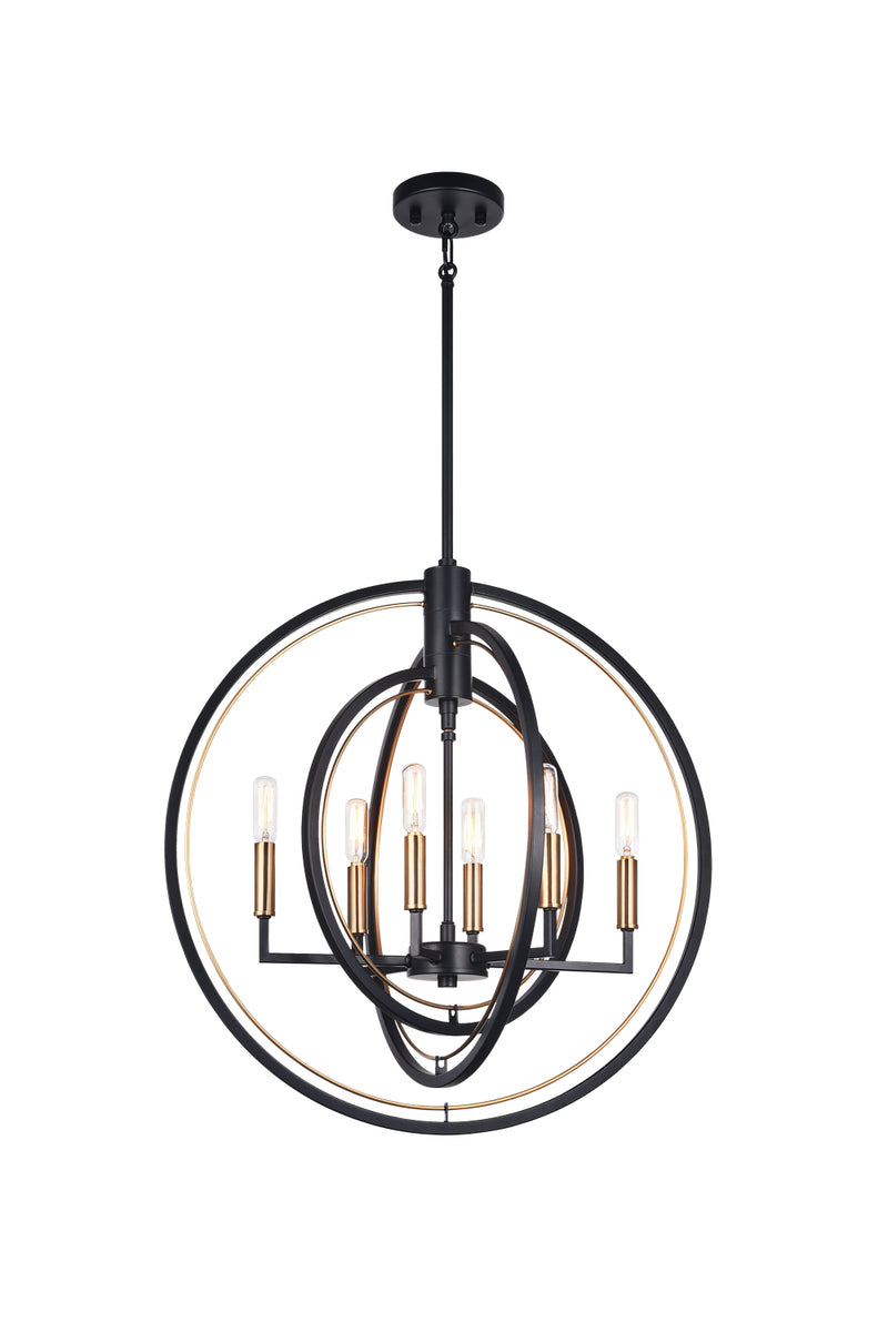 Matteo Lighting C78606BK Six Light Chandelier, Black