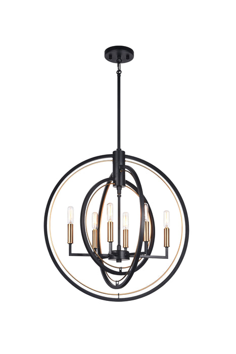 Matteo Lighting C78606BK Six Light Chandelier, Black