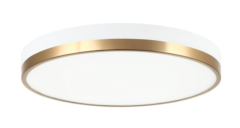 Matteo Lighting M15302WHAG LED Flush Mount, White & Aged Gold Brass