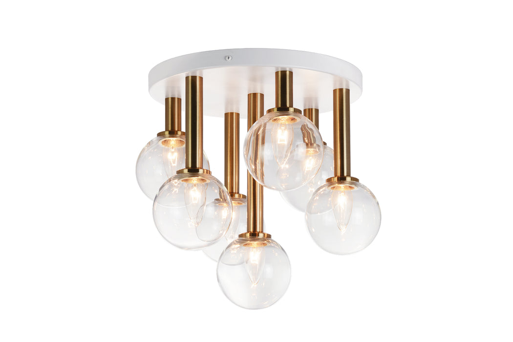Matteo Lighting X75307AGCL Seven Light Flush Mount, Aged Gold Brass