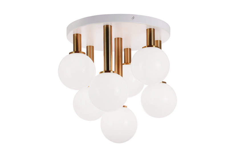 Matteo Lighting X75307AGOP Seven Light Flush Mount, Aged Gold Brass