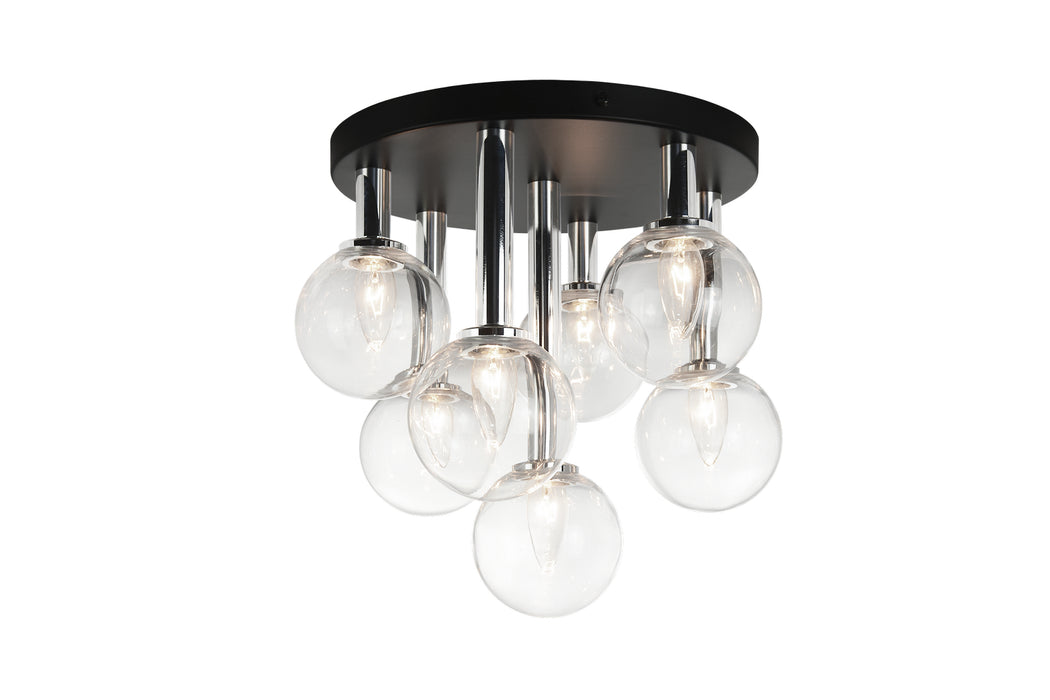 Matteo Lighting X75307BKCL Seven Light Flush Mount, Black