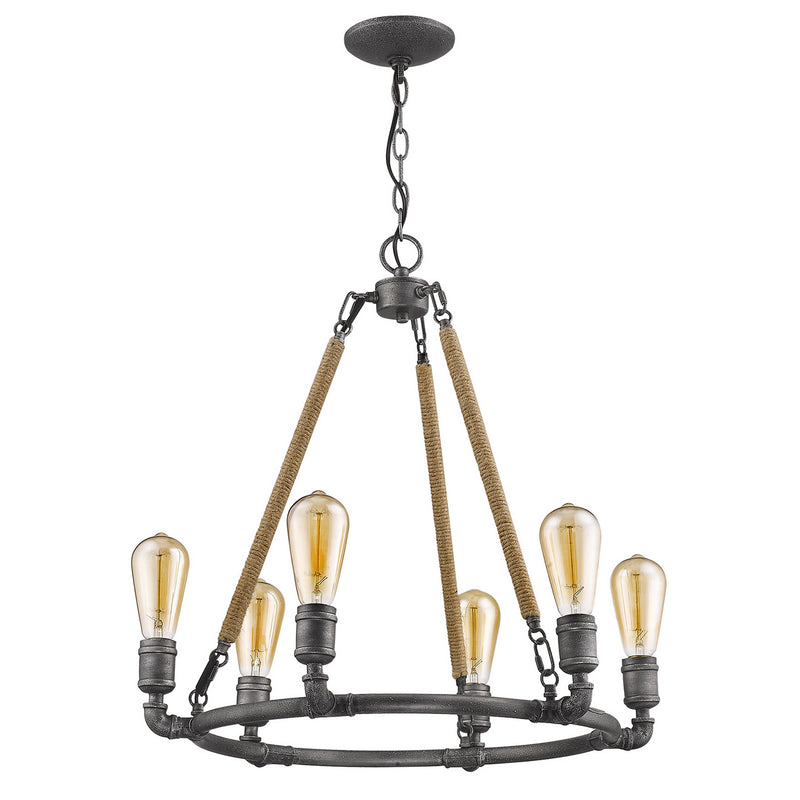 Acclaim Lighting IN11325AGY Six Light Chandelier, Antique Gray