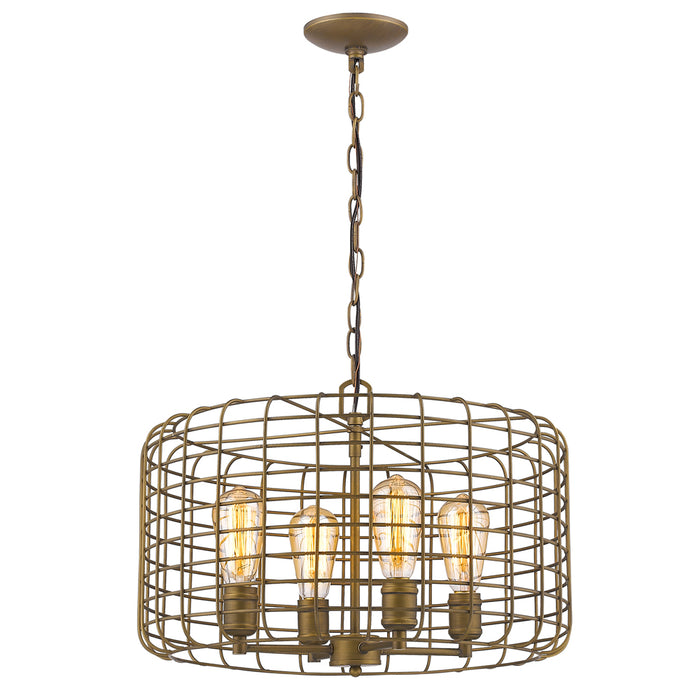 Acclaim Lighting IN11330RB Four Light Pendant, Raw brass