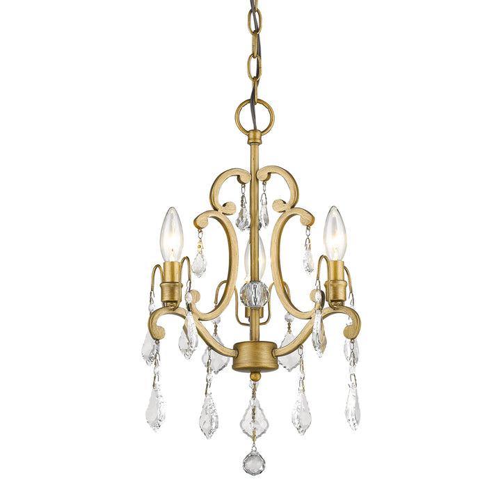 Acclaim Lighting IN11355AG Three Light Mini Chandelier/Semi-Flush Mount, Antique Gold