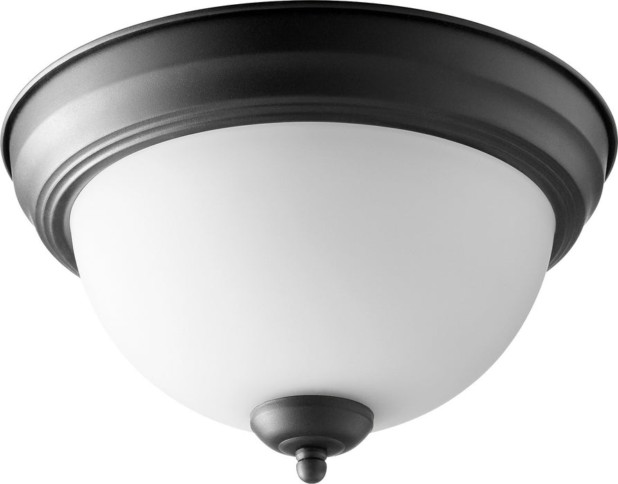Quorum 3063-11-69 Two Light Ceiling Mount, Textured Black w/ Satin Opal