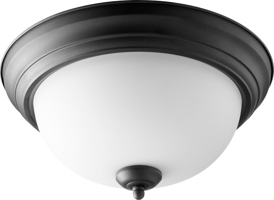 Quorum 3063-13-69 Two Light Ceiling Mount, Textured Black w/ Satin Opal