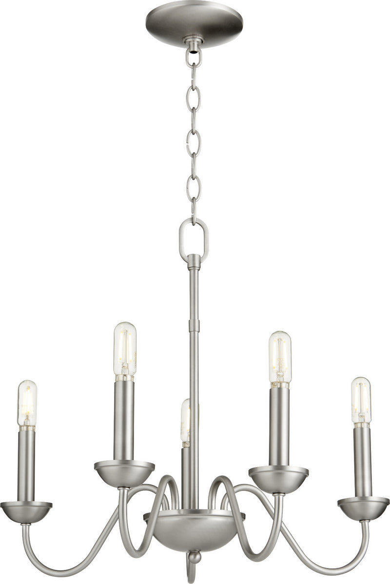 Quorum 6040-5-65 Five Light Chandelier, Satin Nickel