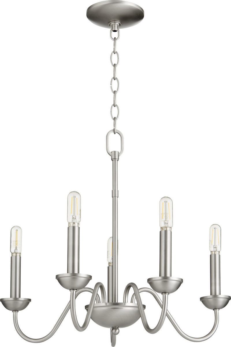 Quorum 6040-5-65 Five Light Chandelier, Satin Nickel