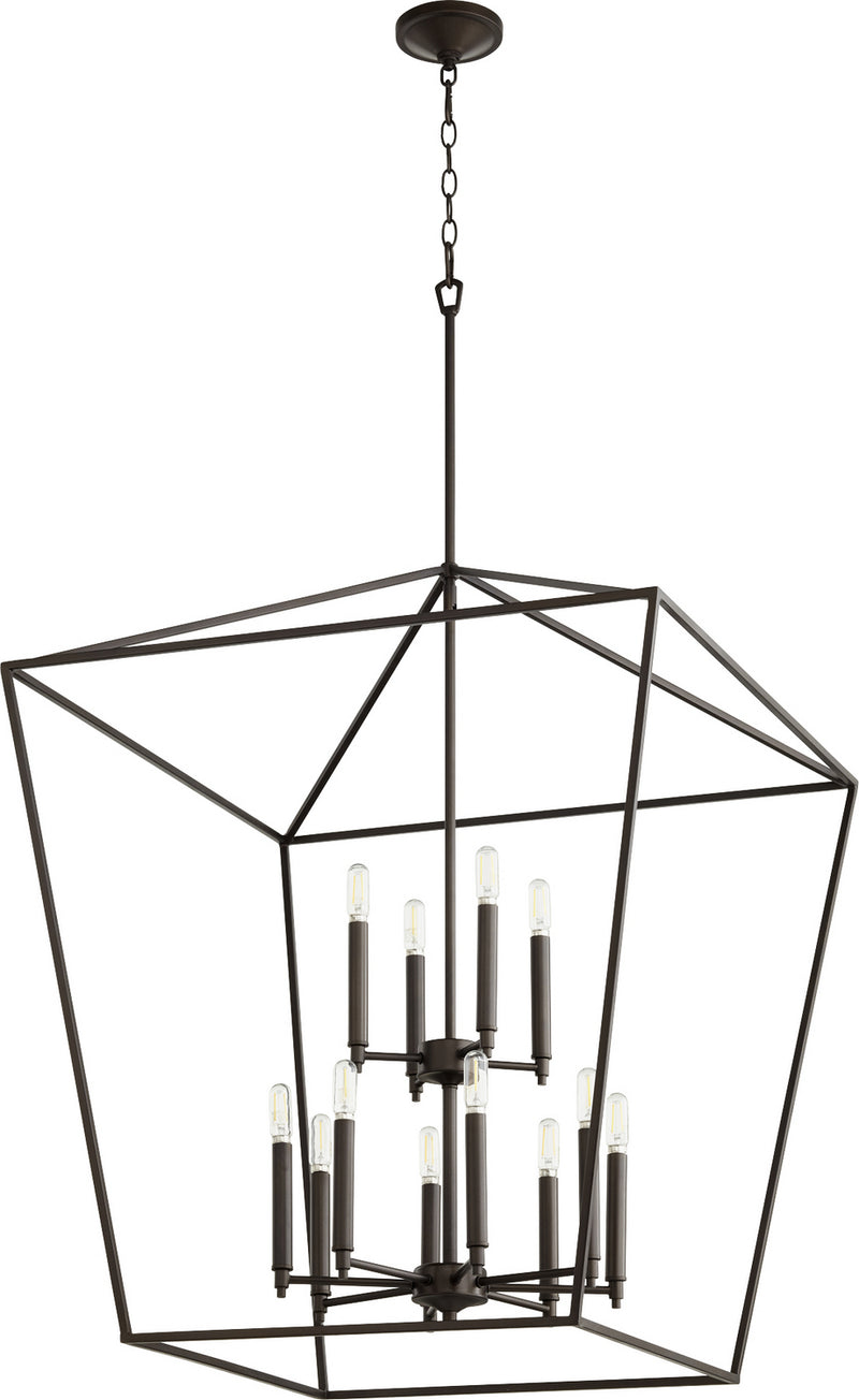 Quorum 604-12-86 12 Light Entry Pendant, Oiled Bronze
