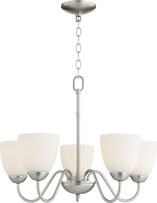 Quorum 6041-5-65 Five Light Chandelier, Satin Nickel