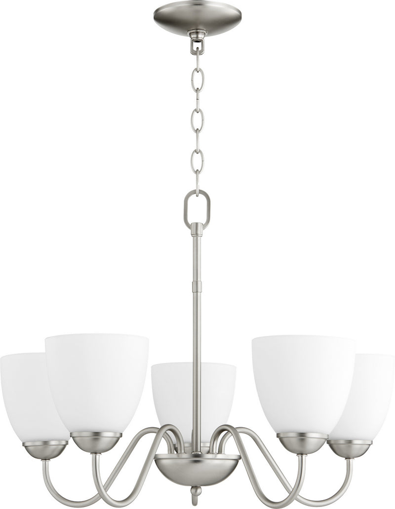 Quorum 6041-5-65 Five Light Chandelier, Satin Nickel