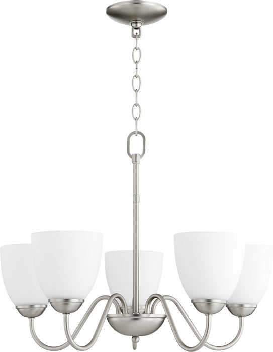 Quorum 6041-5-65 Five Light Chandelier, Satin Nickel