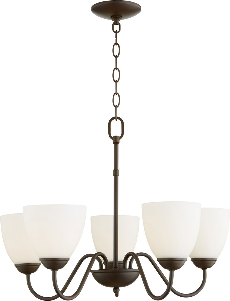 Quorum 6041-5-86 Five Light Chandelier, Oiled Bronze
