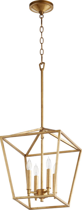 Quorum 604-4-74 Four Light Entry Pendant, Gold Leaf