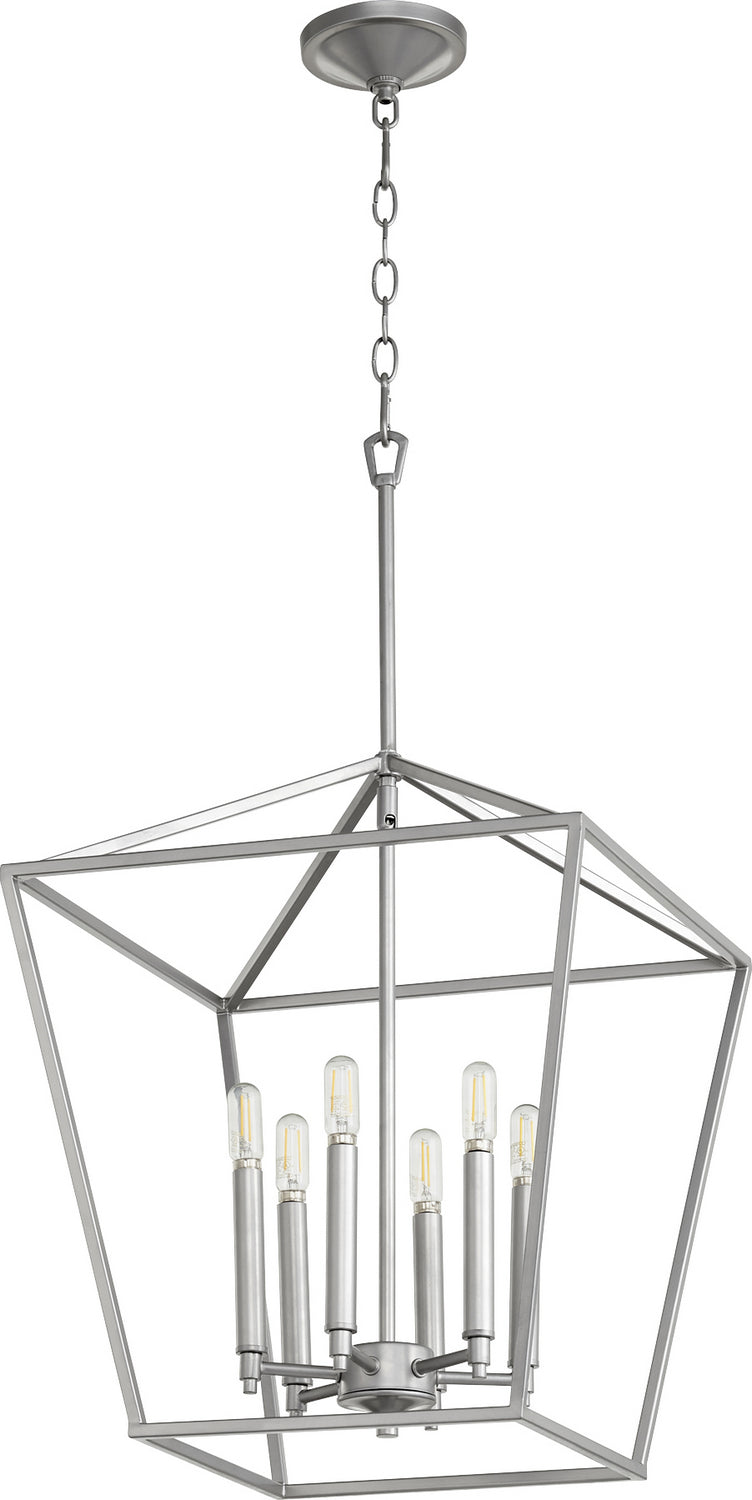 Quorum 604-6-64 Six Light Entry Pendant, Classic Nickel