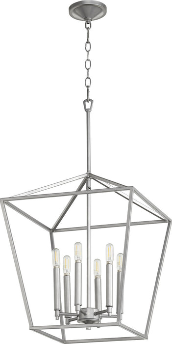 Quorum 604-6-64 Six Light Entry Pendant, Classic Nickel