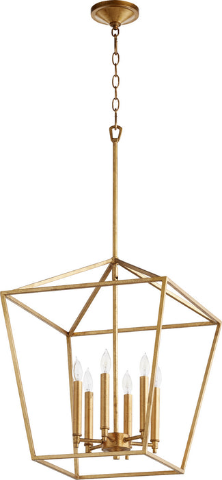 Quorum 604-6-74 Six Light Entry Pendant, Gold Leaf
