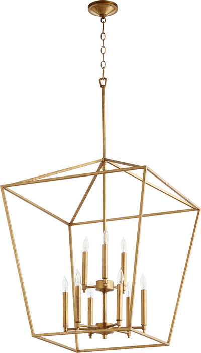 Quorum 604-9-74 Nine Light Entry Pendant, Gold Leaf