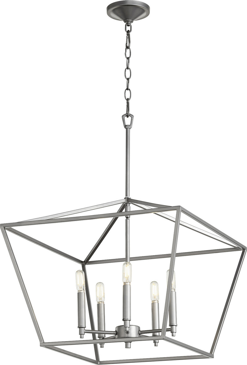 Quorum 644-5-64 Five Light Chandelier, Classic Nickel