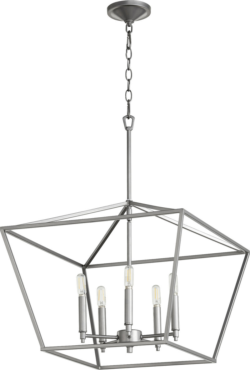 Quorum 644-5-64 Five Light Chandelier, Classic Nickel