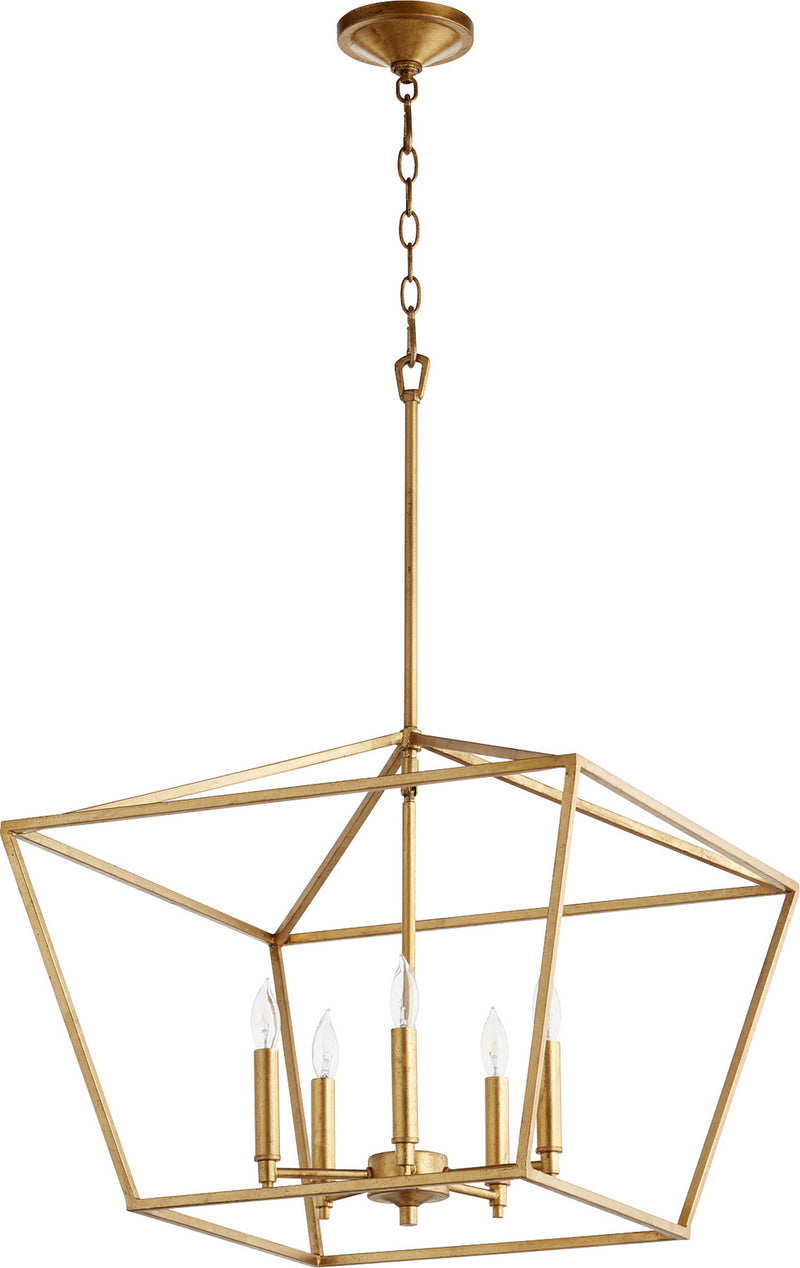 Quorum 644-5-74 Five Light Chandelier, Gold Leaf