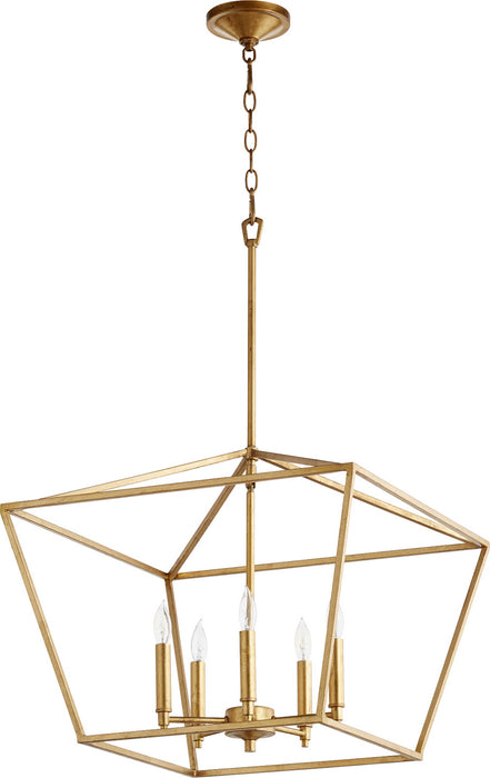 Quorum 644-5-74 Five Light Chandelier, Gold Leaf