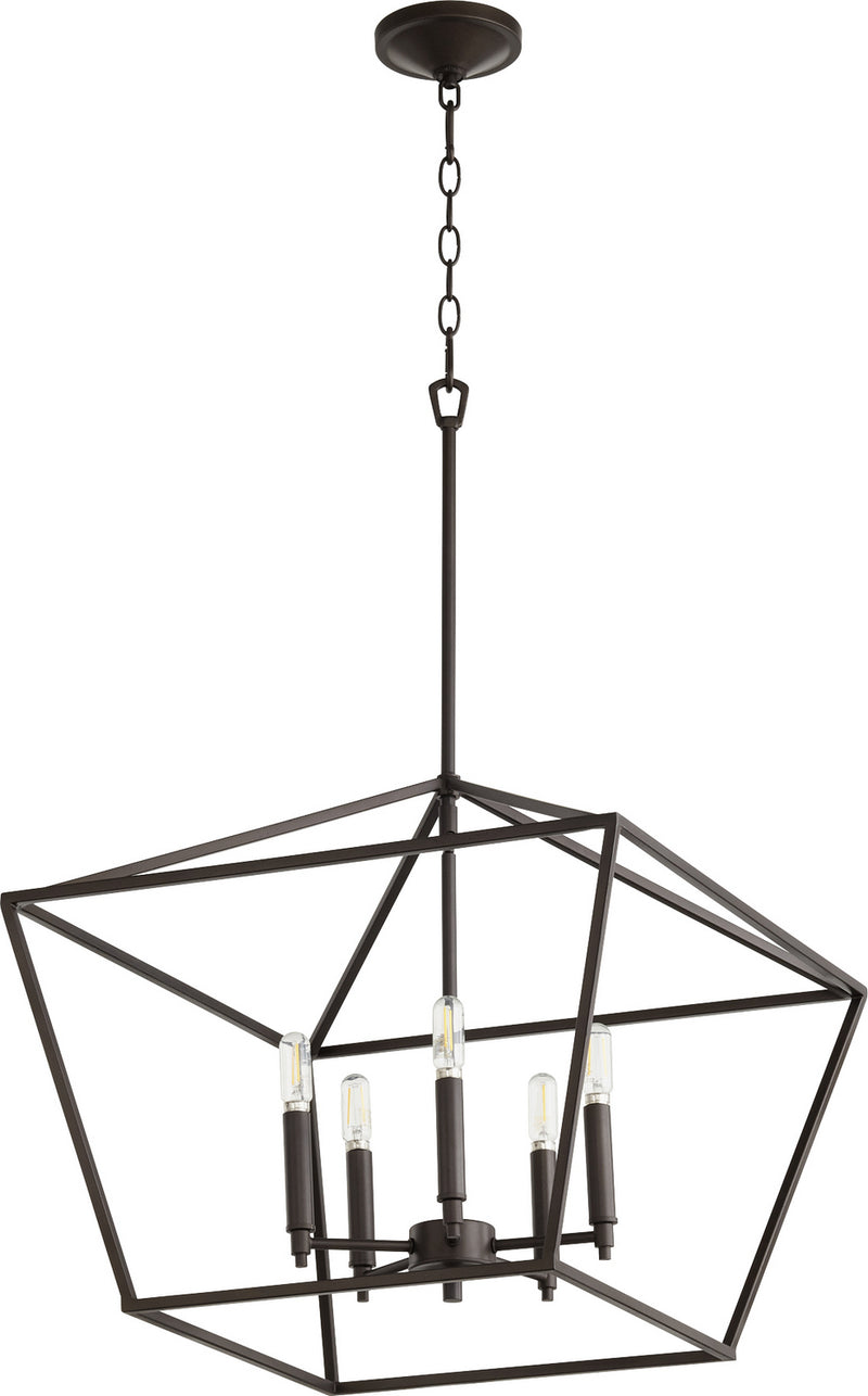 Quorum 644-5-86 Five Light Entry Pendant, Oiled Bronze