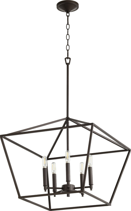 Quorum 644-5-86 Five Light Entry Pendant, Oiled Bronze