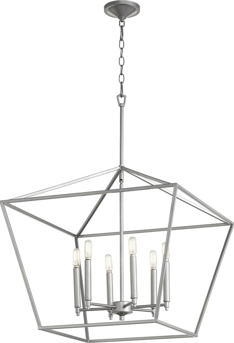 Quorum 644-6-64 Six Light Chandelier, Classic Nickel