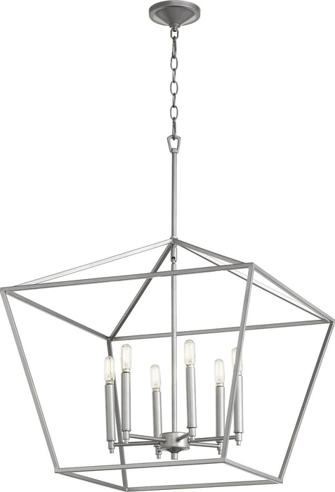 Quorum 644-6-64 Six Light Chandelier, Classic Nickel