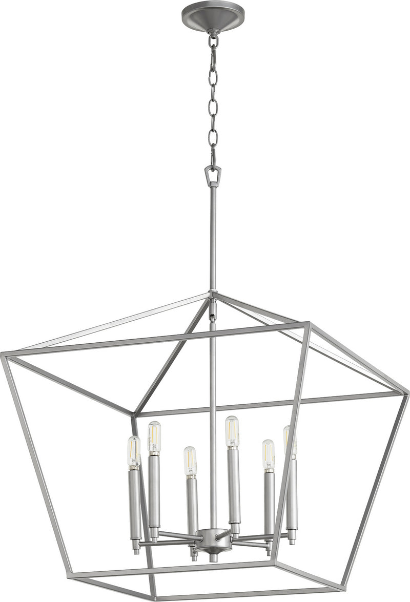 Quorum 644-6-64 Six Light Chandelier, Classic Nickel