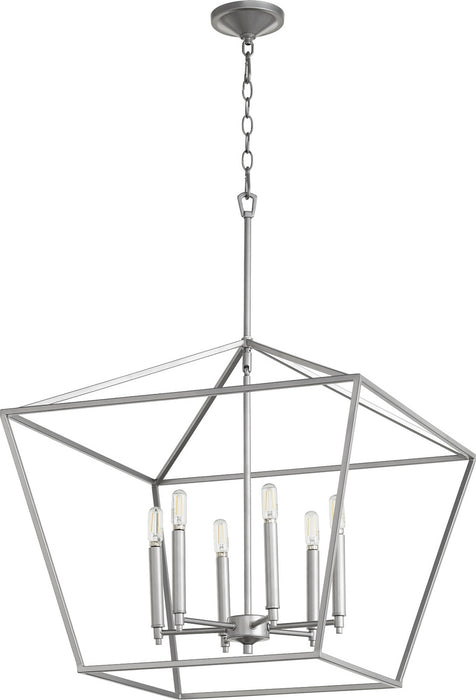 Quorum 644-6-64 Six Light Chandelier, Classic Nickel