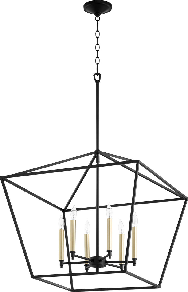 Quorum 644-6-69 Six Light Chandelier, Textured Black