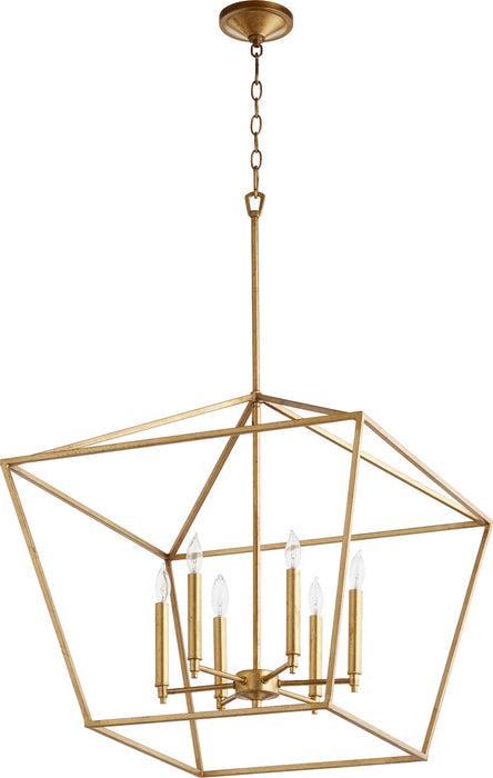 Quorum 644-6-74 Six Light Chandelier, Gold Leaf
