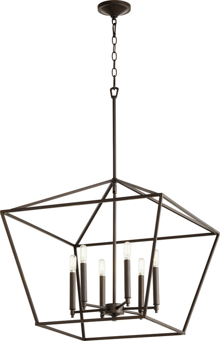 Quorum 644-6-86 Six Light Entry Pendant, Oiled Bronze