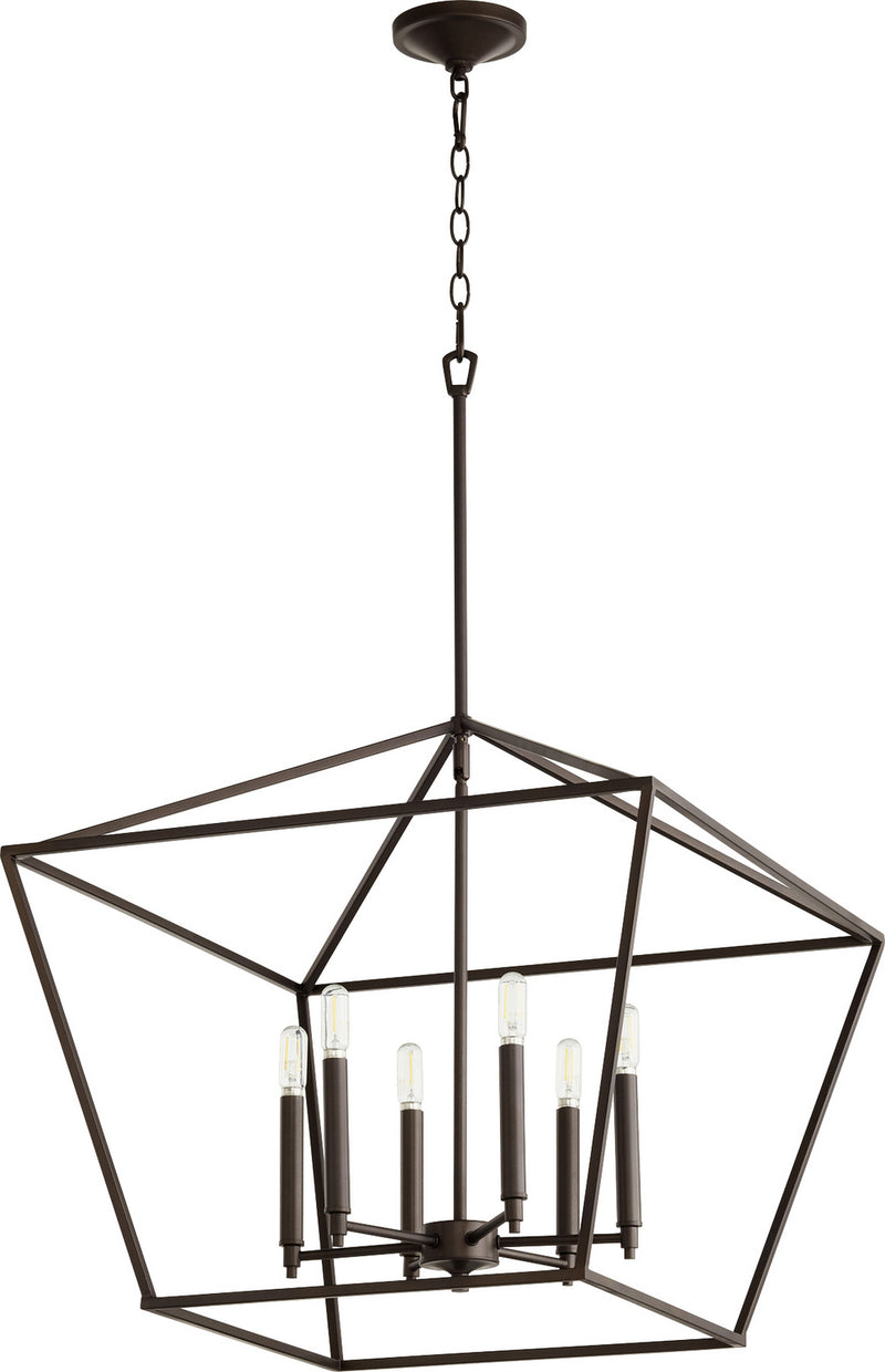 Quorum 644-6-86 Six Light Entry Pendant, Oiled Bronze