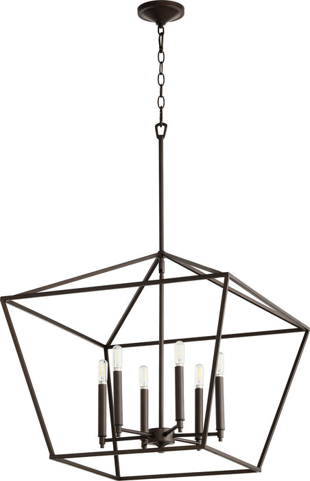 Quorum 644-6-86 Six Light Entry Pendant, Oiled Bronze