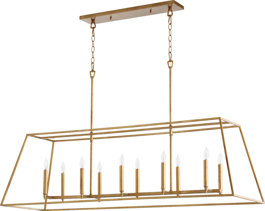 Quorum 654-10-74 Ten Light Pendant, Gold Leaf