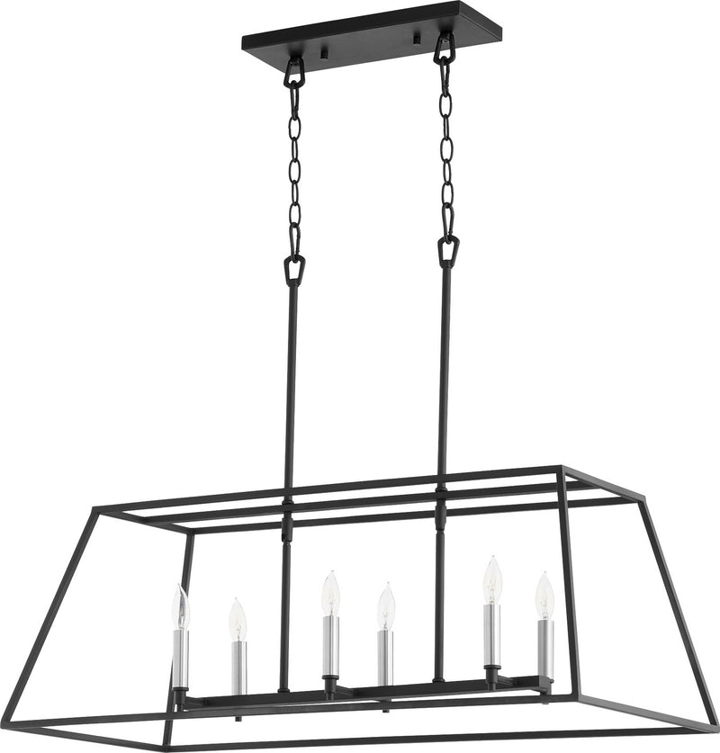 Quorum 654-6-69 Six Light Pendant, Textured Black