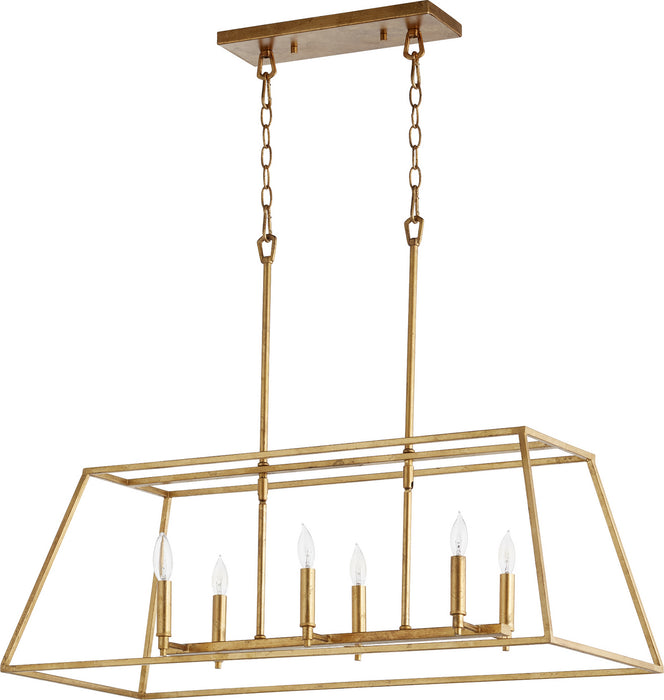 Quorum 654-6-74 Six Light Pendant, Gold Leaf