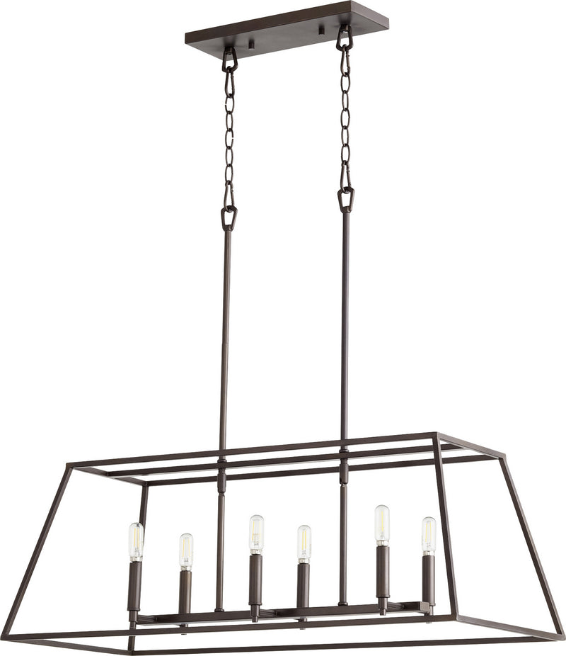 Quorum 654-6-86 Six Light Entry Pendant, Oiled Bronze