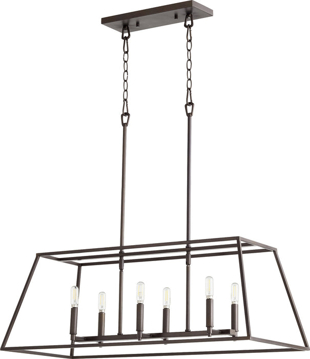 Quorum 654-6-86 Six Light Entry Pendant, Oiled Bronze