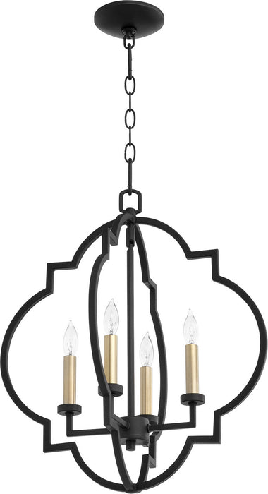 Quorum 6842-4-69 Four Light Entry Pendant, Textured Black