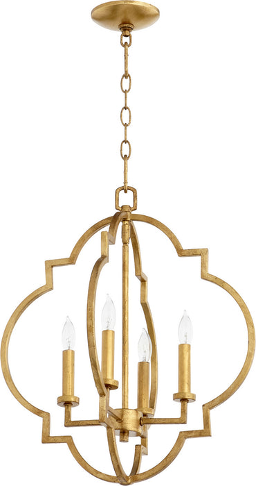 Quorum 6842-4-74 Four Light Entry Pendant, Gold Leaf