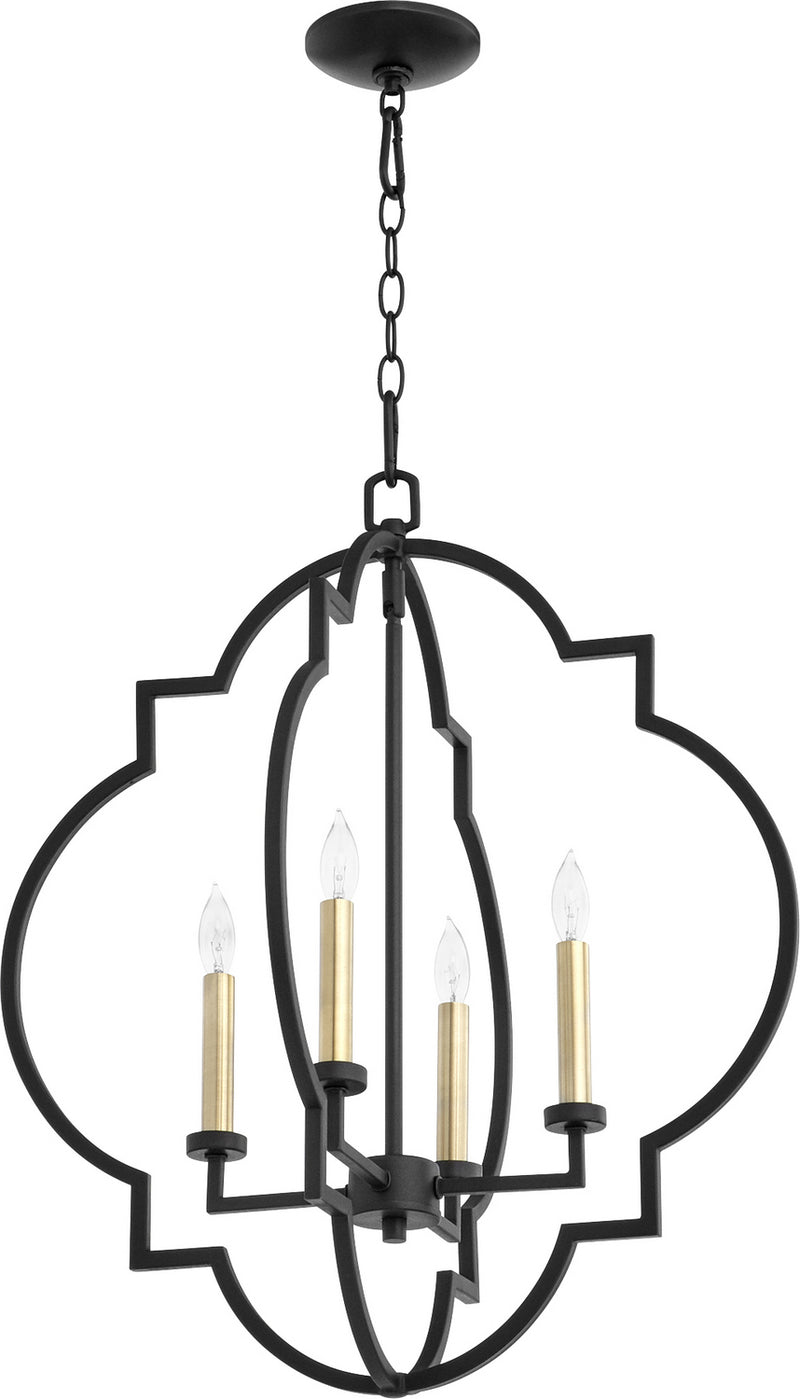 Quorum 6942-4-69 Four Light Entry Pendant, Textured Black