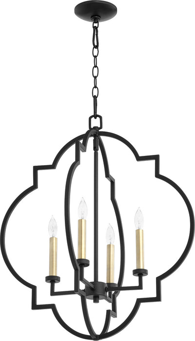 Quorum 6942-4-69 Four Light Entry Pendant, Textured Black