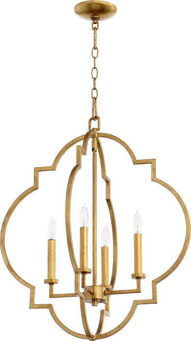 Quorum 6942-4-74 Four Light Entry Pendant, Gold Leaf